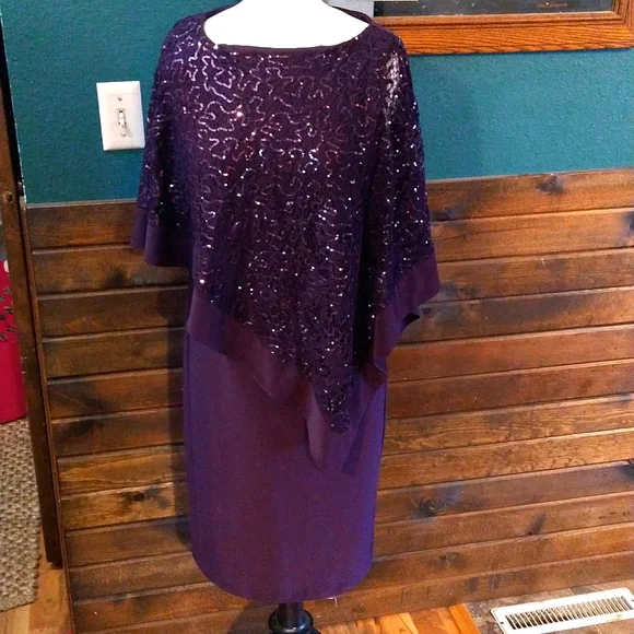 Roz & Ali Sequin Shawl Dress - Picture 1 of 9